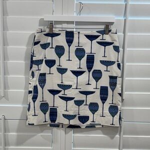 Talbots Blue and White Cocktail Print Mini Skirt